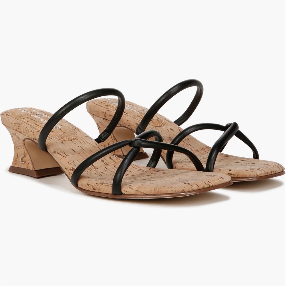 Circus by Sam Edelman Black Strappy Cork Wedges